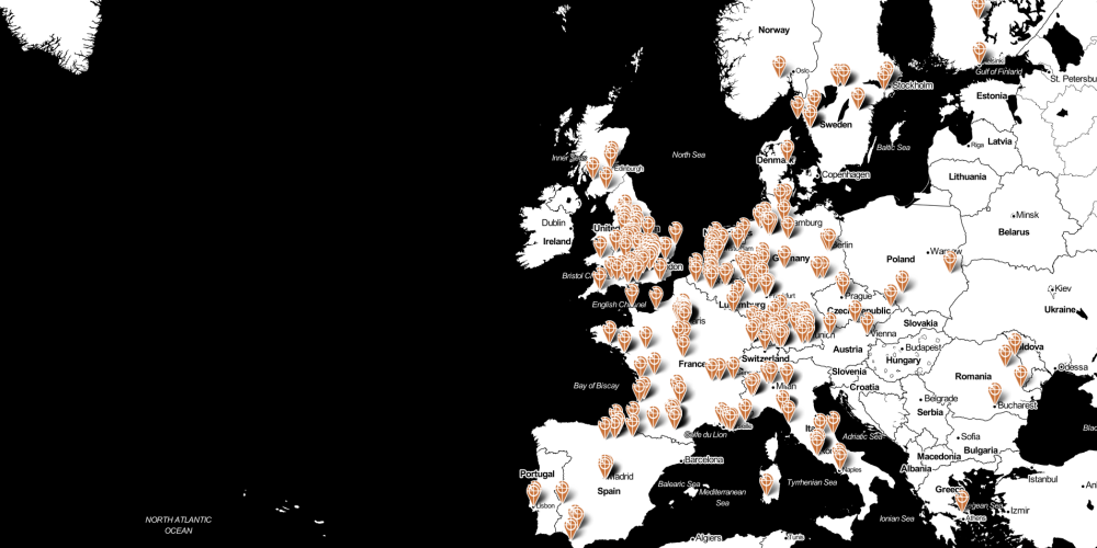 kaart van europese wapenhandelaars